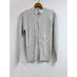 Regency Collection for Joyce Womens Full zip up Mock Neck Sweater Silver Sz S